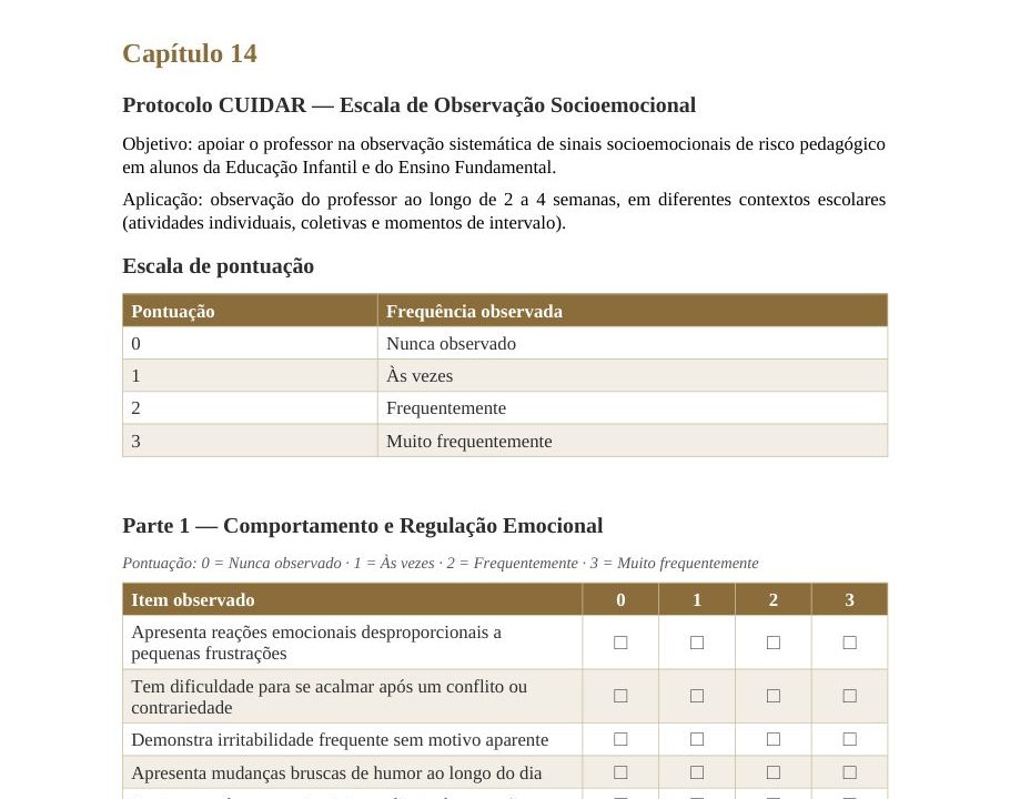 Página do Protocolo CUIDAR no e-book